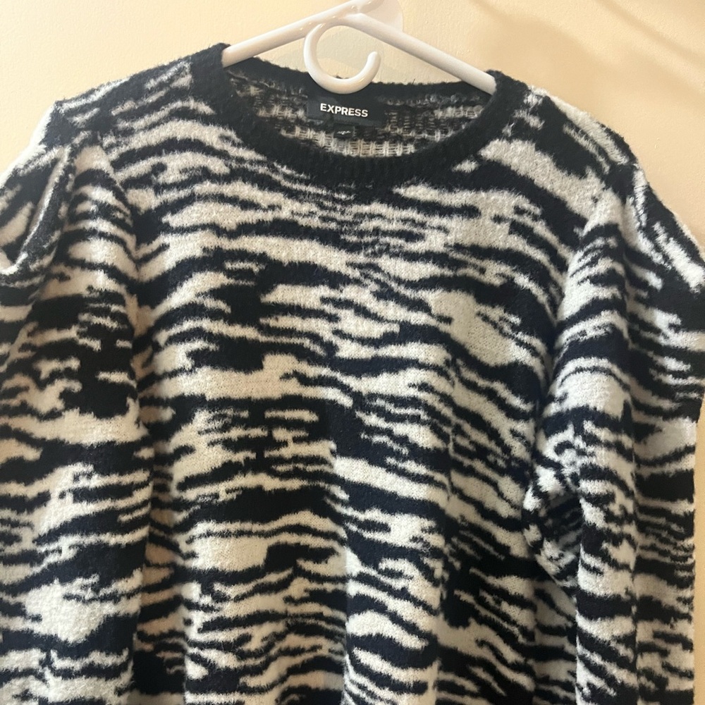 Express black and white print sweater